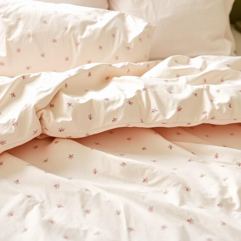 Stack of snoosig floral bedding in soft pinks and creams