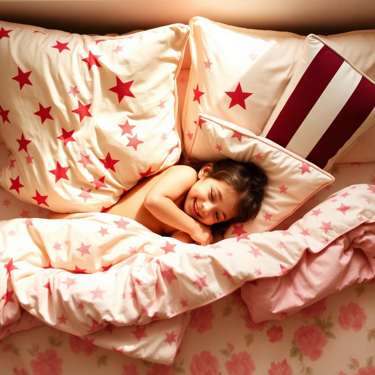 Pink floral snoosig bedding set styled on a kid's bed in a sunlit nursery